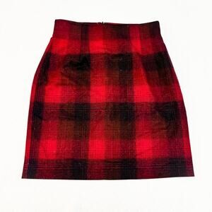 Pendleton Plaid Wool Pencil Skirt Red Black Size L
